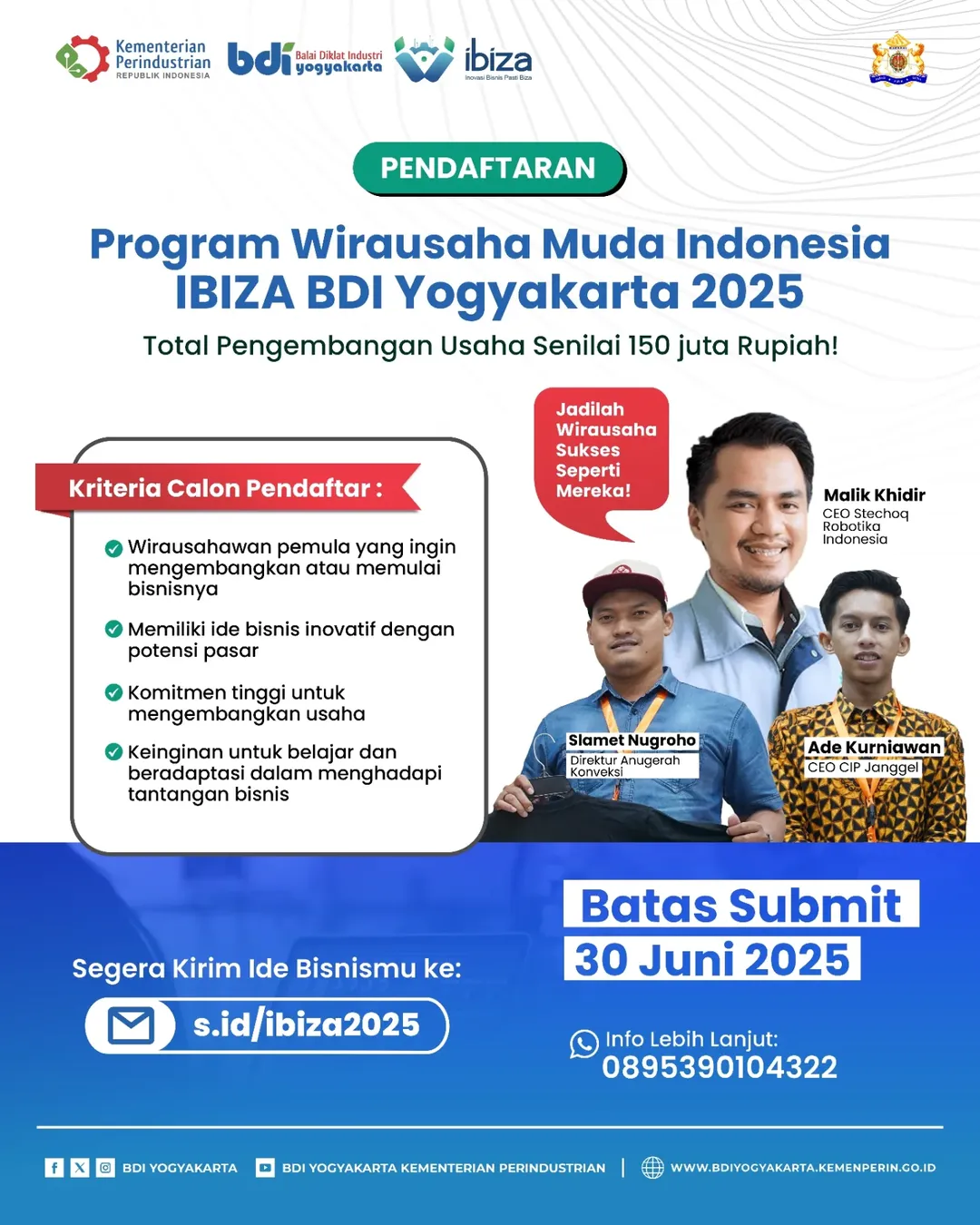 Pendaftaran Program Wirausaha Muda Indonesia IBIZA BDI Yogyakarta 2025
