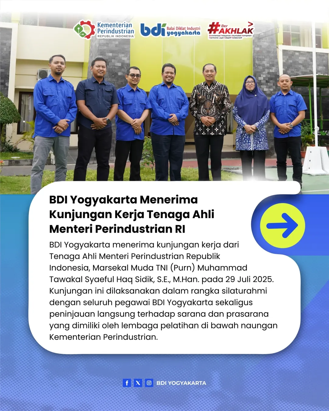 BDI Yogyakarta Menerima Kunjungan Kerja Tenaga Ahli Menteri Perindustrian RI