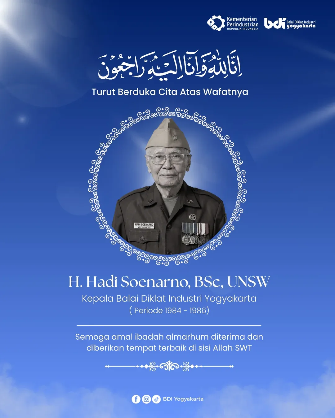 Turut Berduka Cita Atas Wafatnya Kepala BDI Yogyakarta periode 1984 - 1986