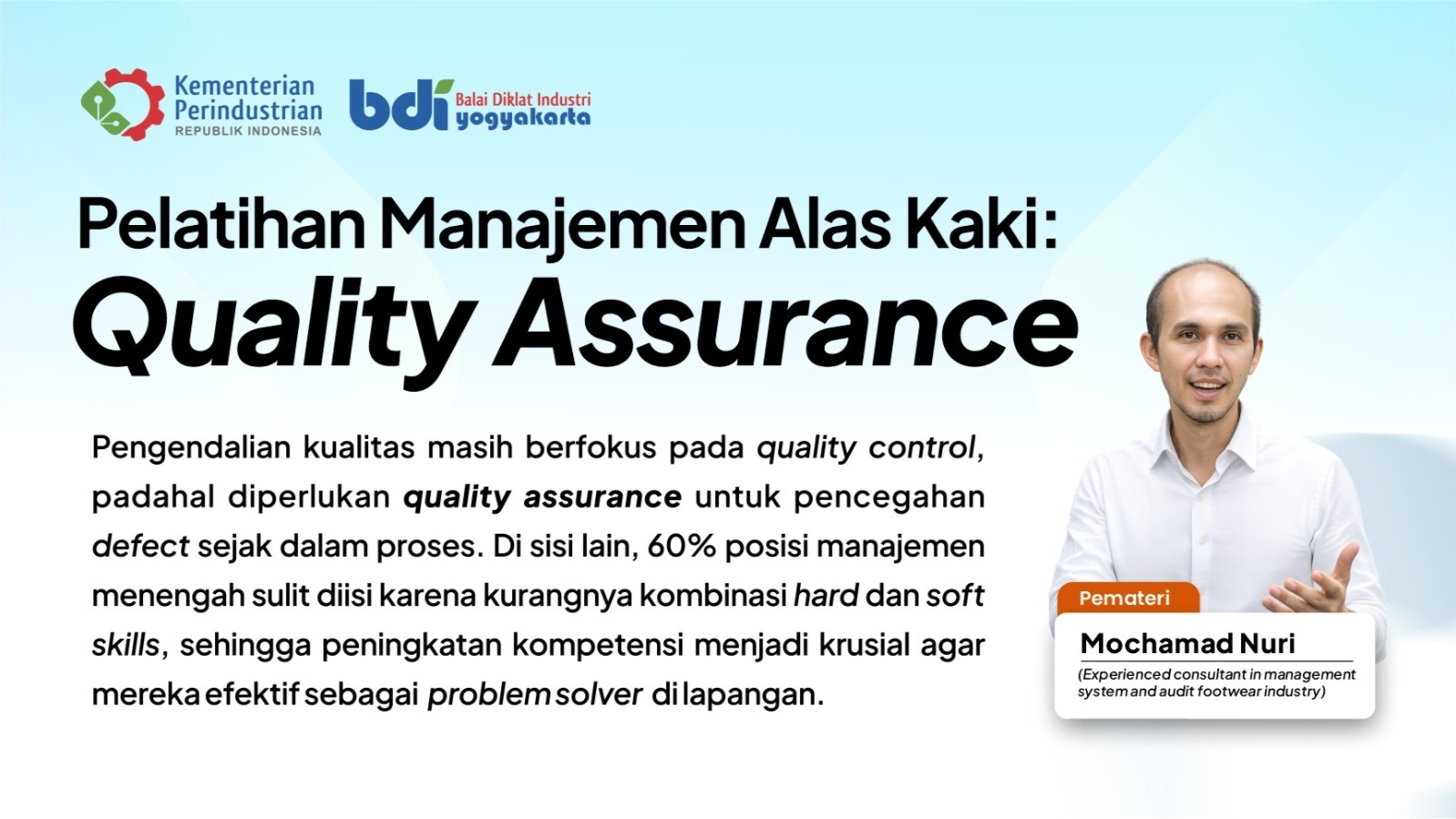 Pelatihan Manajemen Alas Kaki : Quality Assurance